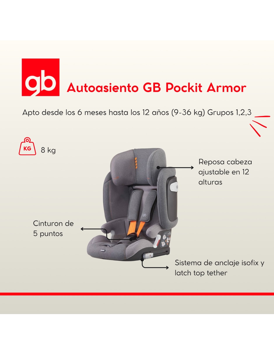Autoasiento convertible compatible con carro con isofix y/o cinturón de 3 puntos 2